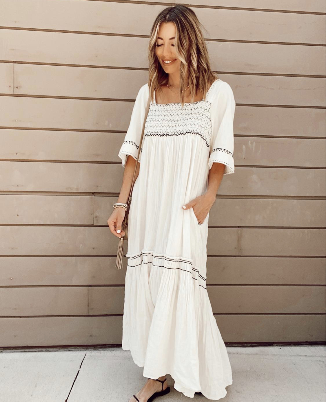 fashion blogger free people i'm the one gauze white summer maxi dress