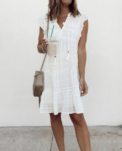 fashion blogger wearing target white flutter casual summer dress