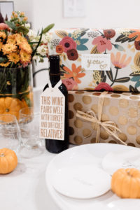 thanksgiving hostess gifts, holiday wine tags, fun wine tags