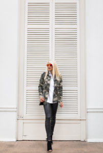 white button down blouse, camouflage jackets for women, camo parka with faux fur hood, suede open toe booties