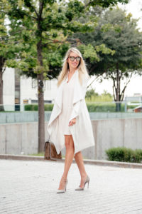 cream dress off white for fall monochromatic for fall grey suede pumps