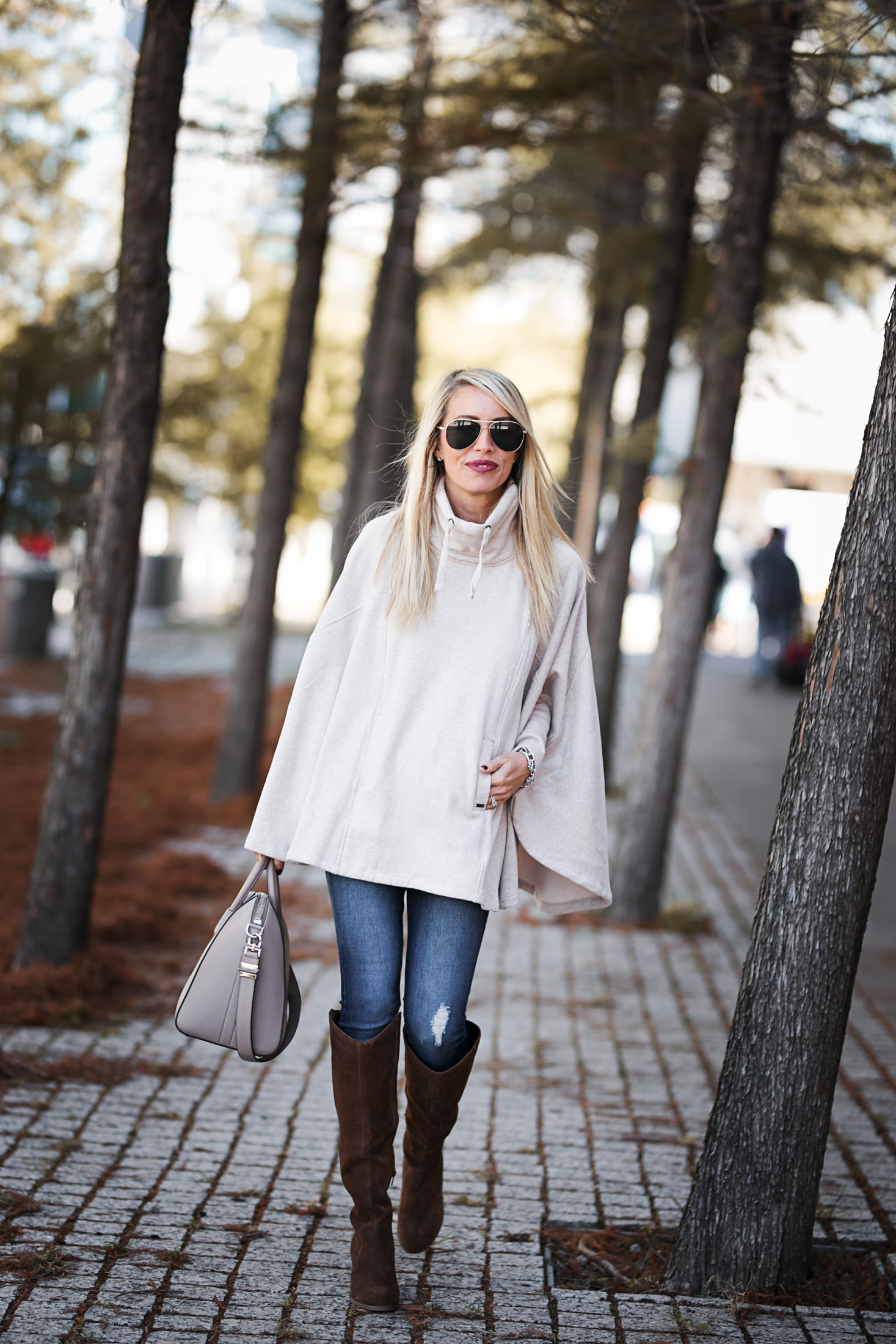 cozy and versatile poncho that can be worn with jeans or workout wear