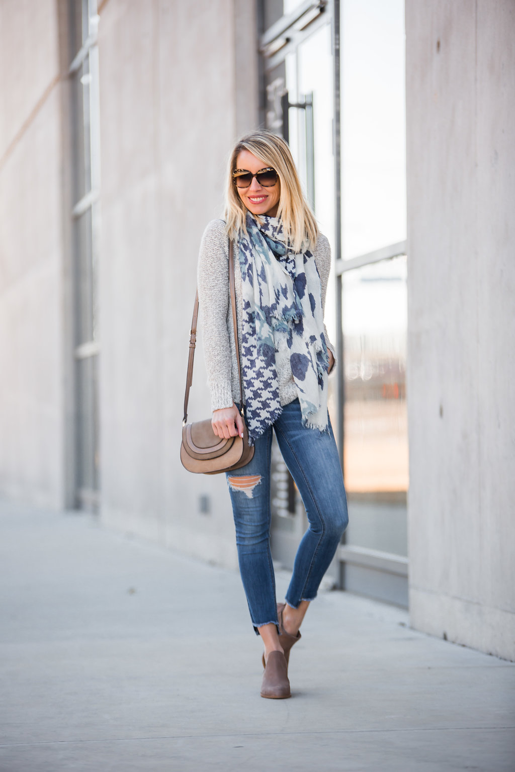 booties and scarf perfect for transitioning to spring worn with uneven ...