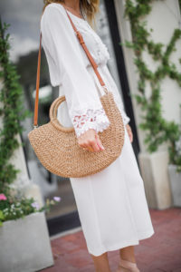 basket tote - broderie detail blouse - cute cropped pants - cute long sleeve blouse - cute summer outfit