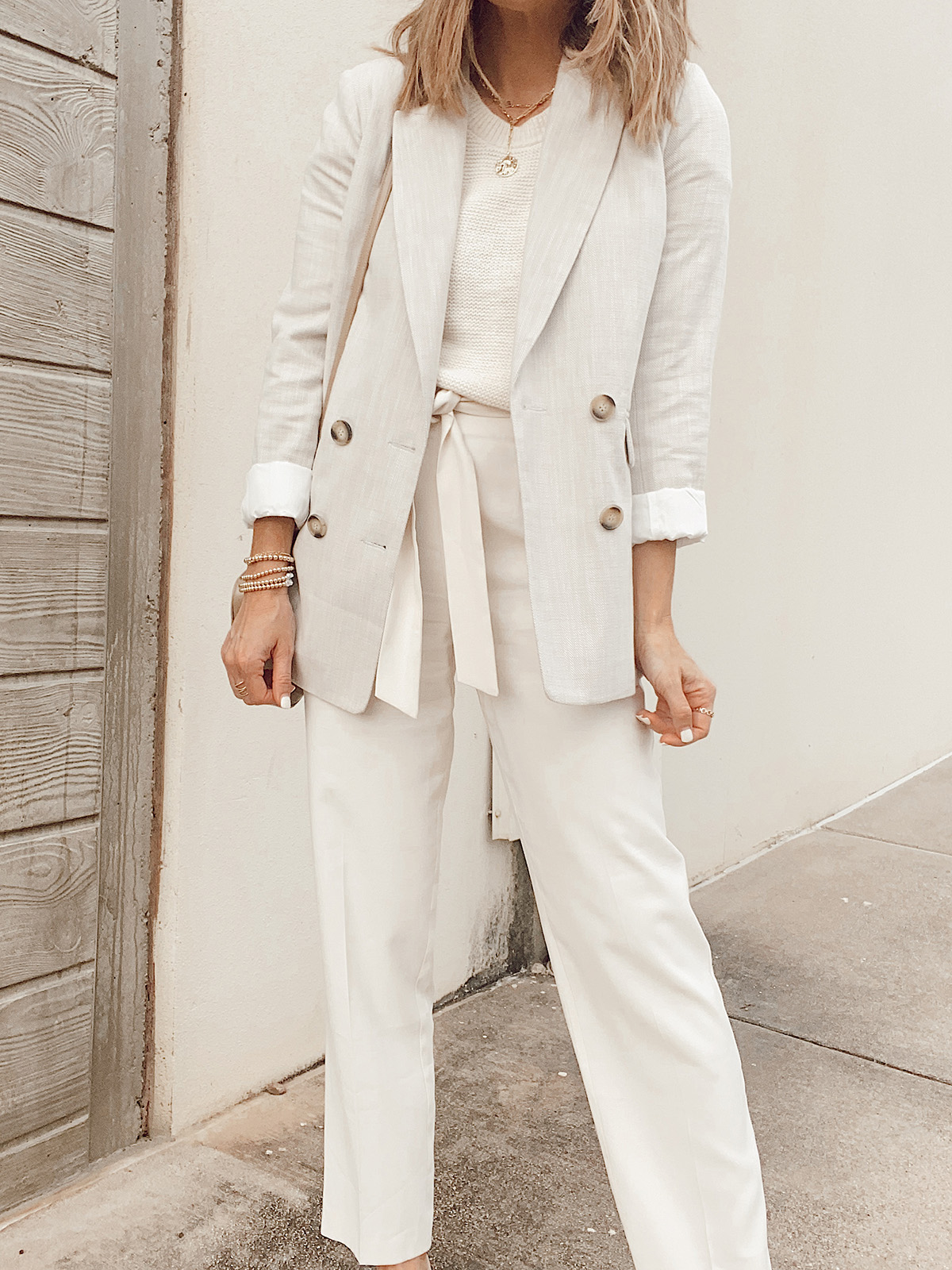 blazer you can wear from work to weekend - white topshop double breasted blazer