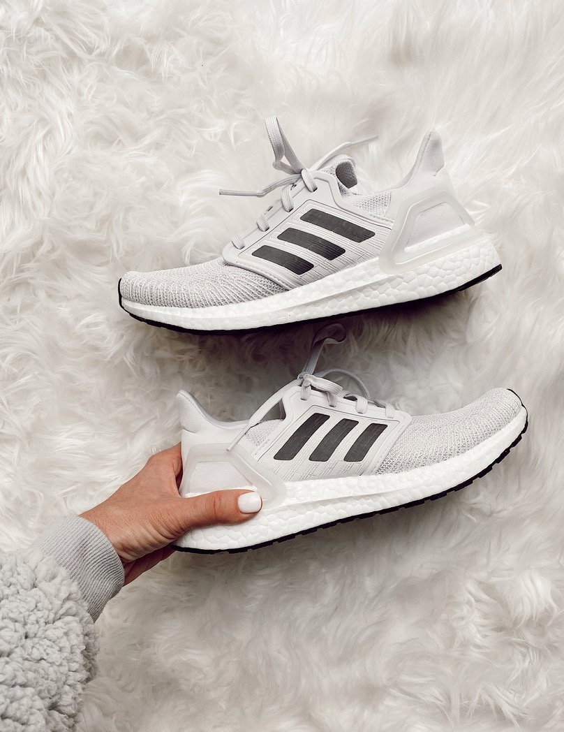 best stylish and comfortable athletic sneakers - adidas grey white ultraboost 20 running shoe