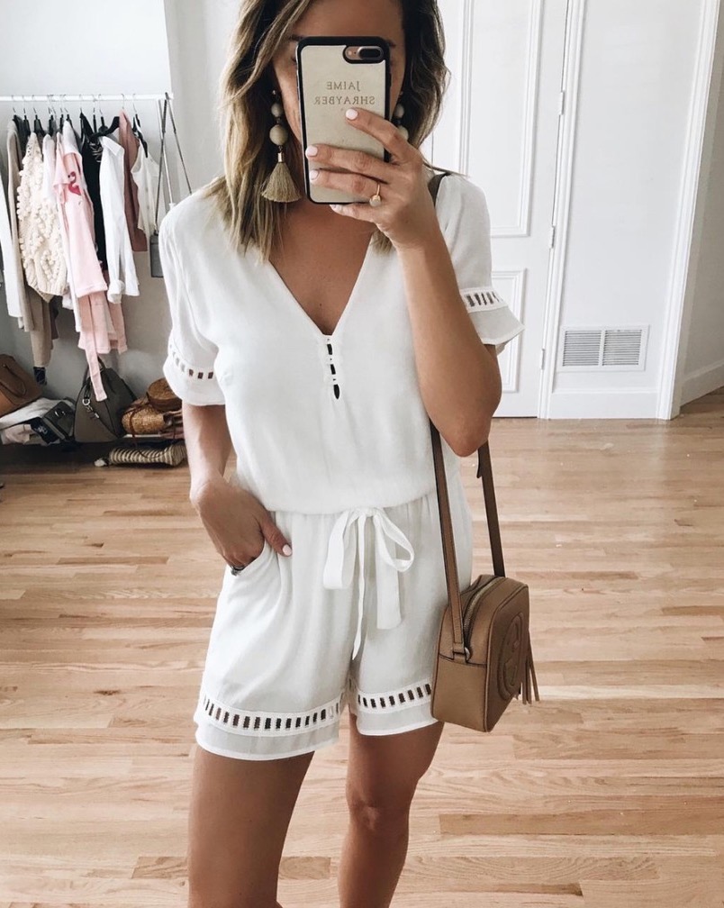 white spring Nordstrom fraiche by j lace inset romper on fashion blogger jaime shrayber