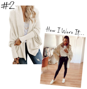 fashion blogger wearing amazon prime fashion batwing slouchy oversized cardigan sweater