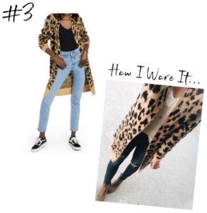 fashion blogger wearing leopard long cardigan