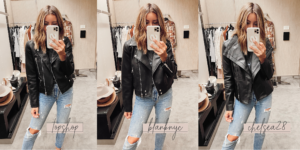 jaime shrayber nordstrom anniversary sale 2020 try on - topshop Chelsea28 and blanknyc black moto jacket comparison