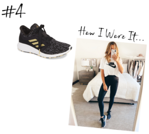 fashion blogger wearing nike athleisure outfit featuring nike edge lux running shoes