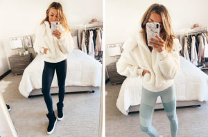 fashion blogger wearing nordstrom anniversary sale alo foxy faux fur jacket