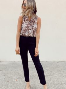 Fashion blogger jaime shrayber wearing Karl Lagerfeld side zip workwear pants