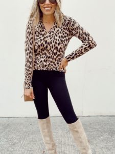 Fashion blogger jaime shrayber wearing work inspired Ponte seamed leggings