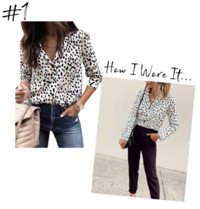 fashion blogger wearing amazon prime leopard long sleeve tunic