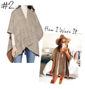 fashion blogger wearing affordable amazon poncho open front wrap