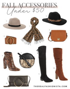 fashion blogger rounding up affordable fall accessories, hats, shoes and bags from walmart