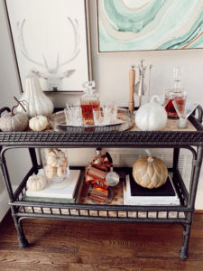 lifestyle blogger sharing fall home decor bar cart