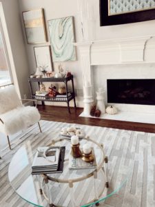 lifestyle blogger sharing formal living room fall home decor