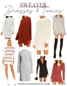 fashion blogger sweater dresses and tunic top picks for fall