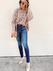 dallas fashion blogger wearing walmart leopard print sweater