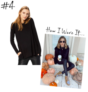 fashion blogger wearing amazon long sleeve black layering tunic top