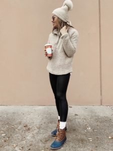 styling casual black faux leather leggings for winter