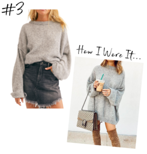 free people grey angelic balloon sleeve sweater tunic dress with brown over the knee boots