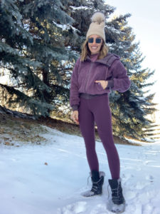 cold weather lululemon athleisure outfit in park city utah late november december weather
