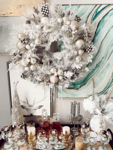 mackenzie childs holiday silver snowfall ornament non christmas wreath winter theme home decor
