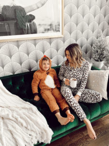 Women’s leopard pajama loungewear matching set and kids holiday Christmas onesie