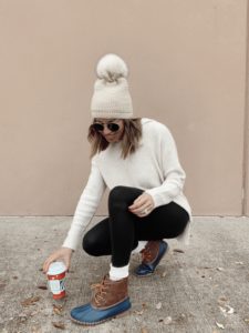 affordable cold weather walmart accessories cream pom beanie and winter duck boots