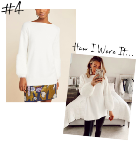 anthropologie Colma ivory tunic sweater with Abercrombie black coated faux leather ankle jeans