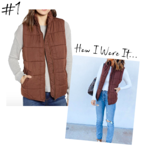 nordstrom Thread and supply mocha Kensington quilted vest with Levi’s can’t touch this 501 skinny jeans