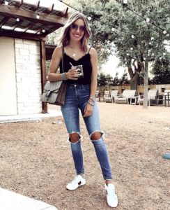 jaime shrayber best levi's jeans review - 721 high rise distressed skinny jeans in rugged indigo