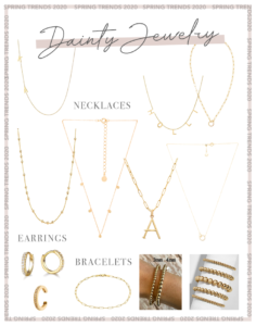 2020 spring trends dainty gold jewelry layering necklace bracelets and earrings