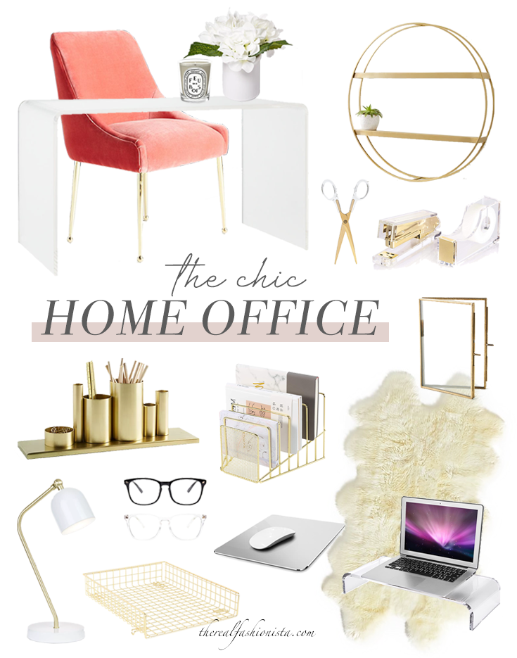 modern chic home office decor ideas with gold accent