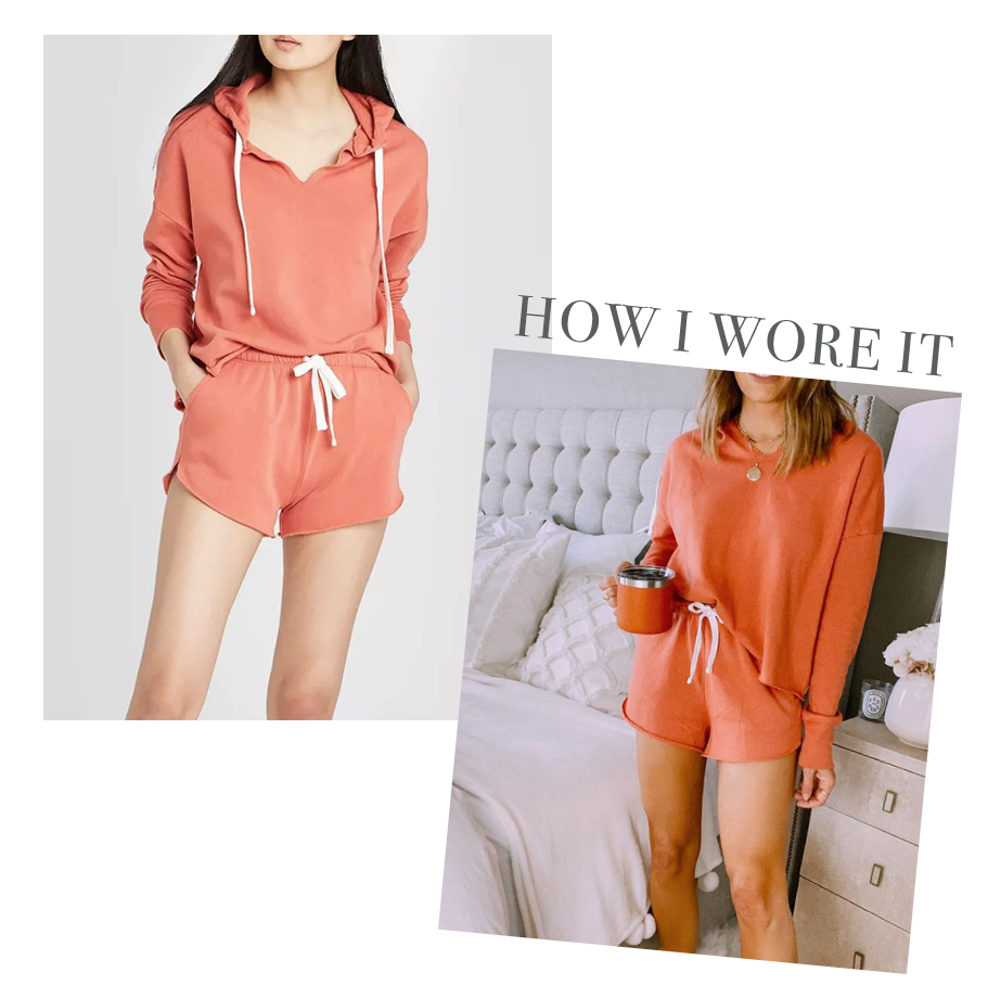 matching affordable loungewear set in coral red from target