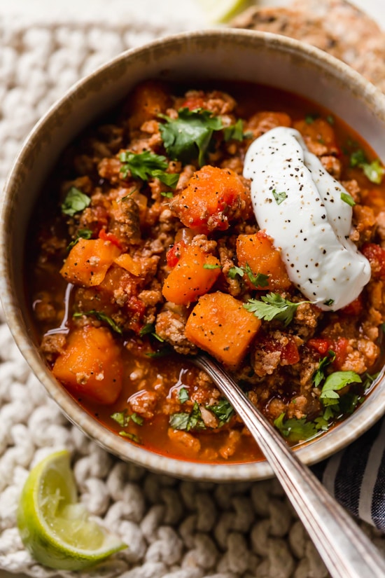 quick and easy instant pot no bean turkey chili recipe with sweet potatoes