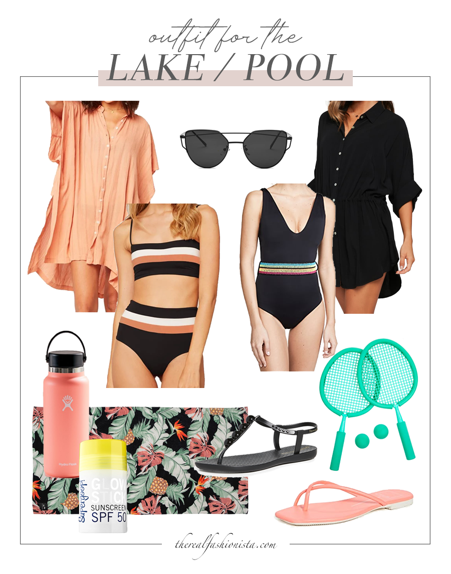 outfit ideas for the lake or pool - summer swimsuit and coverup outfit ideas