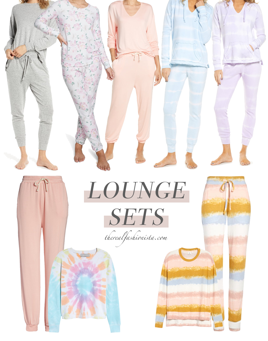 best loungewear roundup - tie dye, floral and solid color matching sets