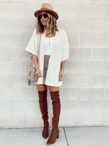 jaime shrayber Nordstrom anniversary sale 2020 fall outfit suede mini skirt with over the knee boots