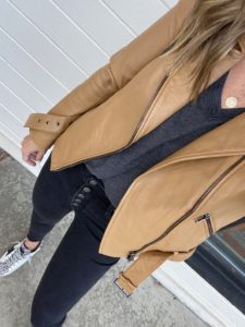 nordstrom anniversary sale 2020 Rachel parcell tan biscuit leather Moto jacket