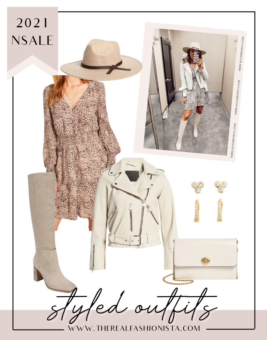dress and moto jacket outfit from nsale 2021