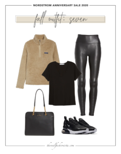 patagonia los gatos pullover and spanx faux leather leggings outfit from nordstrom anniversary sale 2020