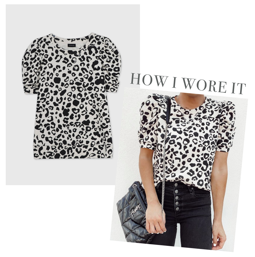 fashion blogger wearing target leopard print ruffle short sleeve sweater