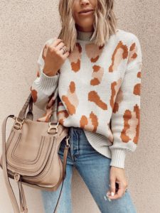 orange neutral leopard print sweater from amazon