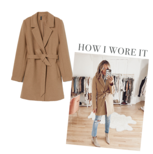 h&m dark beige wool blend fall staple coat