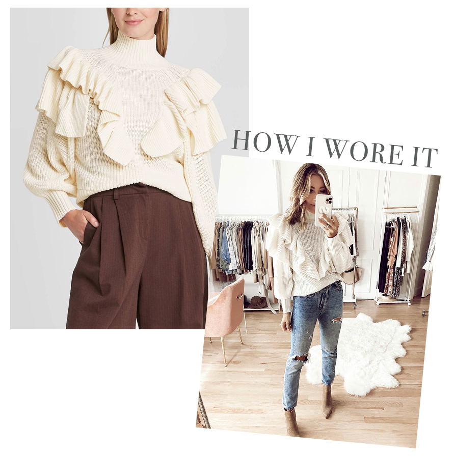 affordable target fall finds - cream ruffle sleeve mock turtleneck sweater