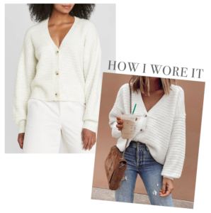affordable target white puff button front cardigan